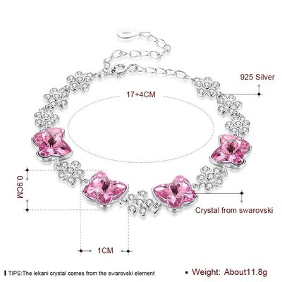 ODM 1.4x1.6cm Sterling Silver Slider Gelang 3.5'' Cubic Zirconia Gelang