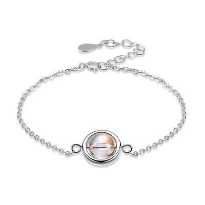 0.64ft 2.4g Sterling Silver Slider Gelang S925 Gelang Manik Bulat yang Dapat Disesuaikan