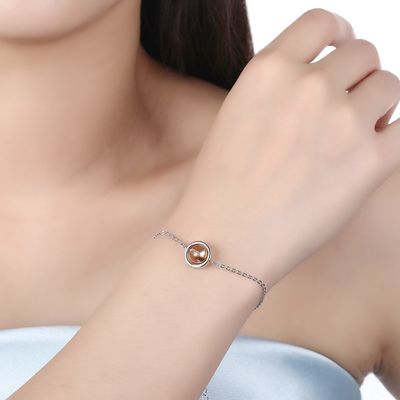 0.64ft 2.4g Sterling Silver Slider Gelang S925 Gelang Manik Bulat yang Dapat Disesuaikan