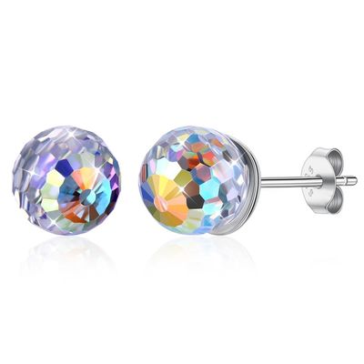 0.6X0.6 cm 0.9 Gram Sterling Silver Jewelry Earrings Birthstone Bola Stud Earring SGS
