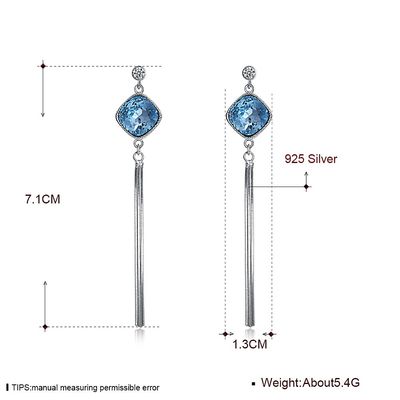 7.1cm 0.19oz Sterling Silver Jewelry Earrings Unisex Rumbai Drop Earring SGS