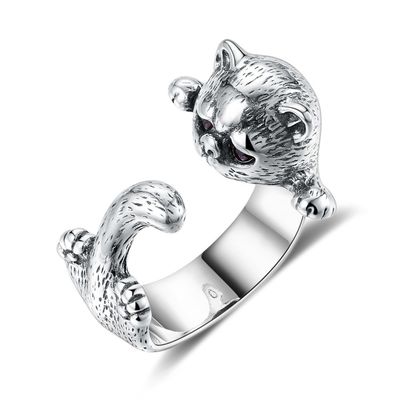 Adjustable 3D Alloy Animal Rings 925 Silver Sterling Pet Lover Gift Jewelry