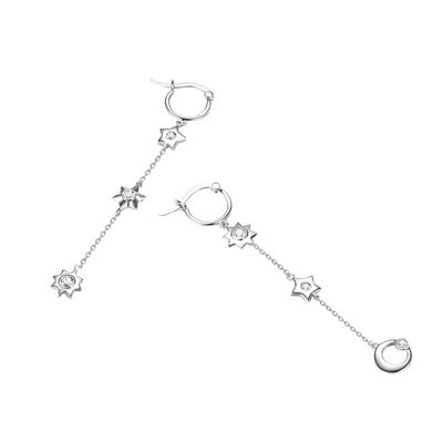 1.75g ​​3.7in Sterling Silver Jewelry Earrings Moon Star Alloy Drop Earrings SGS