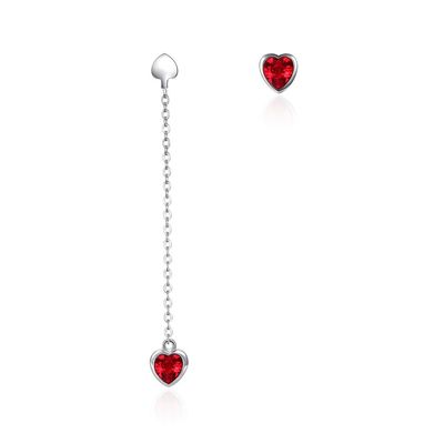 0.58m 3.3g Sterling Silver Heart Earrings Zircon Long Drop Chain Earrings ODM