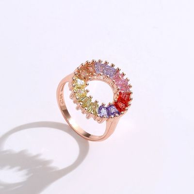 14.1mm 3.4g Zircon Engagement Ring wanita wisuda Rose Gold Vermeil Ring