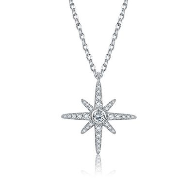 0.67in 41cm Shinny Sterling Silver Jewelry Necklaces 18k Gold Star Moon Necklace SGS