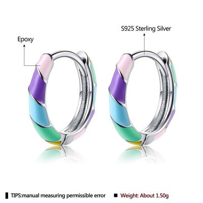 2.5x20mm 1 Gram Sterling Silver Jewelry Earrings S925 Colorful Hoop Earrings ODM