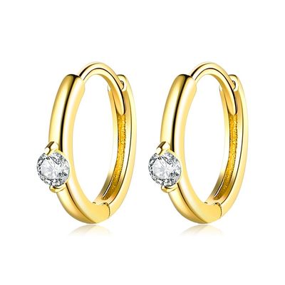 1.6g 1.5x0.3cm Stainless Steel Emas Hoop Earrings Party CZ Real Silver Earrings ODM