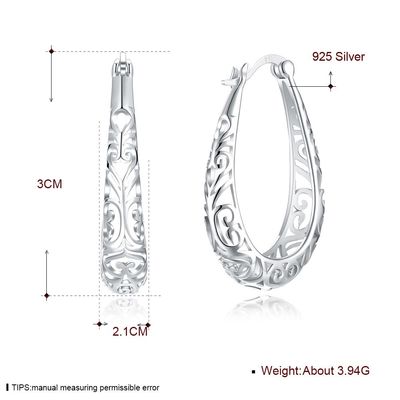 3x2.1cm Silver Alloy Metal Earring Light Gold Dipoles Sterling Platinum Disepuh