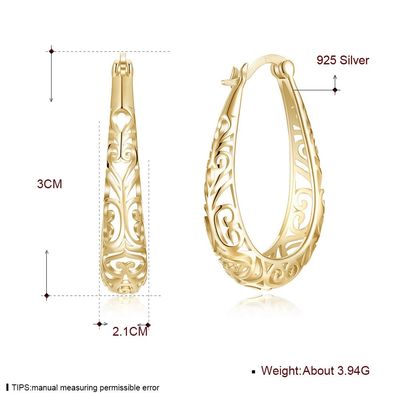 3x2.1cm Silver Alloy Metal Earring Light Gold Dipoles Sterling Platinum Disepuh