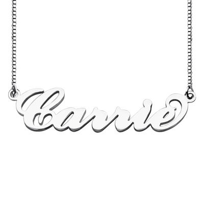 55cm rantai 0.07oz Kustom Kalung Perak 18K emas Carrie Style Name Necklace
