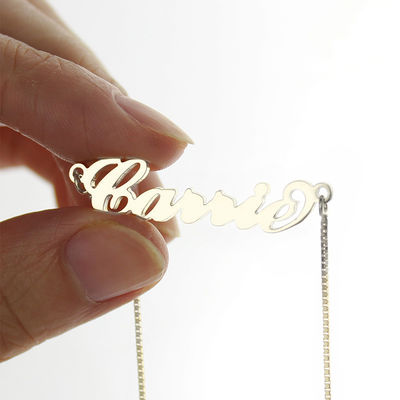 55cm rantai 0.07oz Kustom Kalung Perak 18K emas Carrie Style Name Necklace