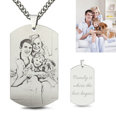 3 gram 1.96in Gambar Pribadi Liontin Kalung Stainless Steel Foto Kalung OEM
