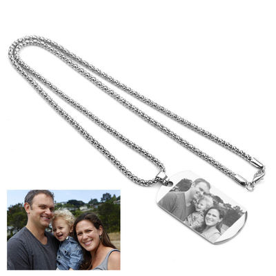3 gram 1.96in Gambar Pribadi Liontin Kalung Stainless Steel Foto Kalung OEM