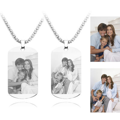 3 gram 1.96in Gambar Pribadi Liontin Kalung Stainless Steel Foto Kalung OEM