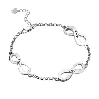 0.18oz 0.79cm Custom Silver Bracelet Solid 18k Gold Triple Infinity Gelang