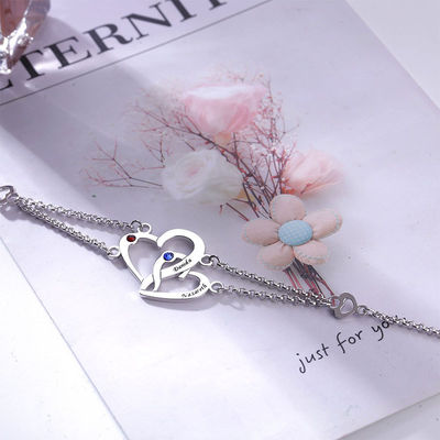 0.29x0.23cm 0.04lb Kustom Gelang Perak Unisex S925 Gelang Hati Ganda