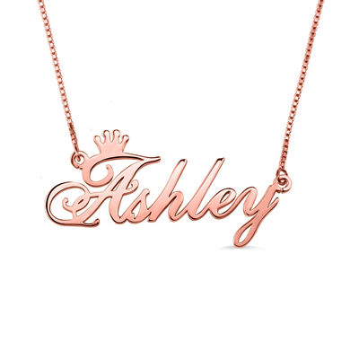0.07oz 1.8ft Kalung Perak Kustom OEM unisex Rose Gold Crown Necklace
