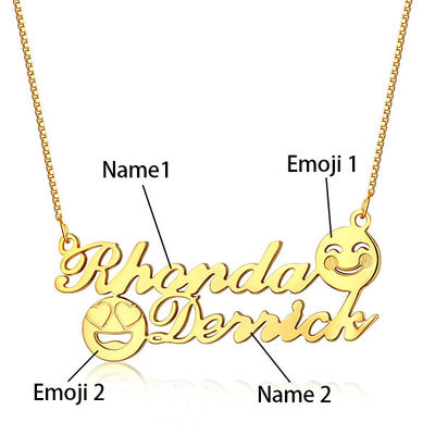 1.8ft 0.07oz Emoji Kalung Emas S925 Memorial Nama Awal Kalung
