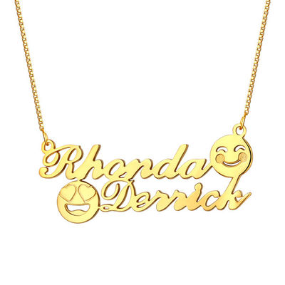 1.8ft 0.07oz Emoji Kalung Emas S925 Memorial Nama Awal Kalung