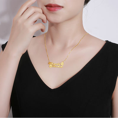 1.8ft 0.07oz Emoji Kalung Emas S925 Memorial Nama Awal Kalung