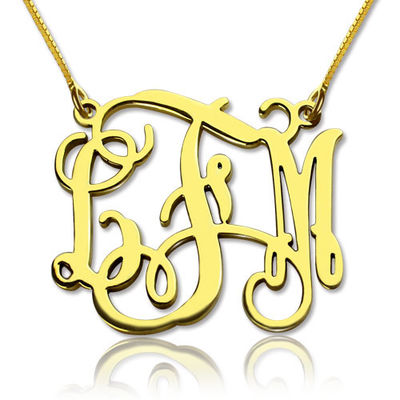 1.8ft 0.07oz Personalized Monogram Kalung Berlapis Emas Tiga Huruf Kalung SGS
