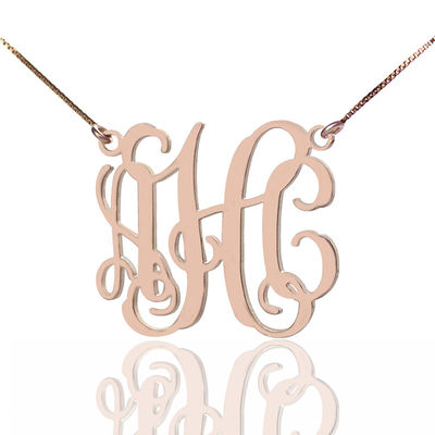 1.8ft 0.07oz Personalized Monogram Kalung Berlapis Emas Tiga Huruf Kalung SGS
