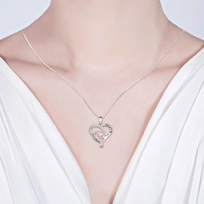 0.2in 0.14oz Kalung Berlian Berbentuk Hati Kalung Batu Kelahiran Bulan SGS
