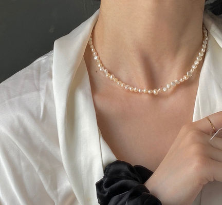 4.1 Gram Rantai Perhiasan Mutiara Panjang 37CM ​​Tinggi Luser Pearl Choker Necklaces