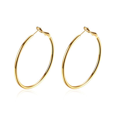 Anting Hoop Kustom Berlapis Emas 40mm Putaran 8.2g Rose Gold OEM Engagement