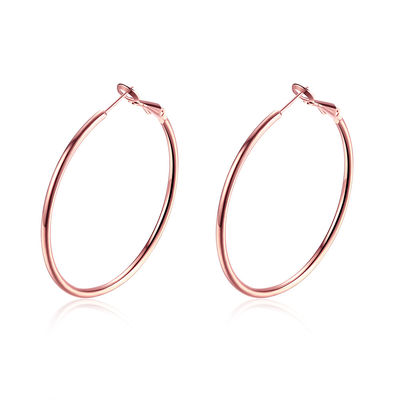 Anting Hoop Kustom Berlapis Emas 40mm Putaran 8.2g Rose Gold OEM Engagement