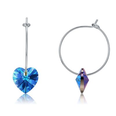 Anting Hoop Kustom 925 Sterling Silver 20 × 10mm Dengan Kristal Austrian crystal