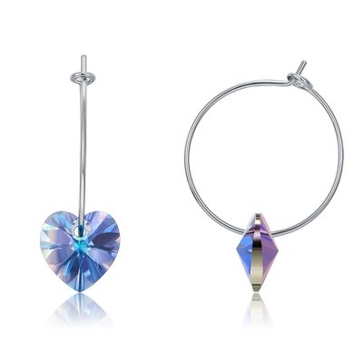 Anting Hoop Kustom 925 Sterling Silver 20 × 10mm Dengan Kristal Austrian crystal
