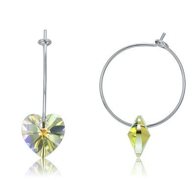 Anting Hoop Kustom 925 Sterling Silver 20 × 10mm Dengan Kristal Austrian crystal