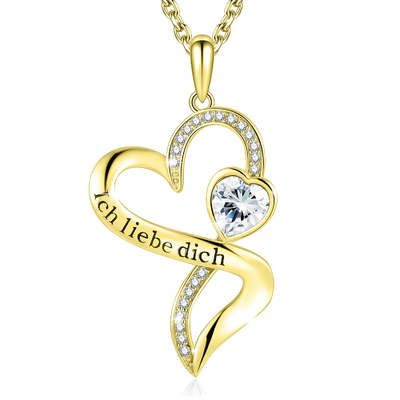 18in 0.29oz Kalung Berbentuk Hati Ganda Emas Cinta Tak Berujung Dengan Kristal Austrian crystal Putih