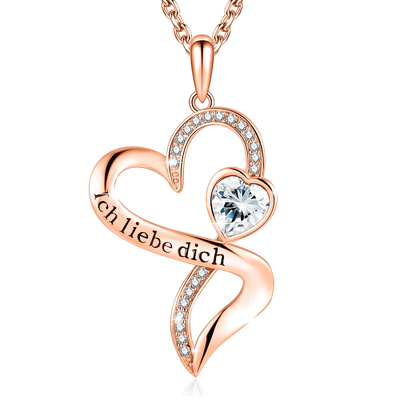 Rose Gold Crystal Double Heart Necklace 18in 0.29oz Kristal Austrian crystal Berlapis Rhodium