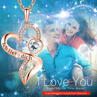 Rose Gold Crystal Double Heart Necklace 18in 0.29oz Kristal Austrian crystal Berlapis Rhodium