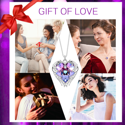 Austrian crystal Crystal Silver Heart Pendant Kalung 925 Infinity Double Heart Necklace