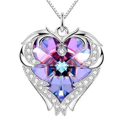 Austrian crystal Crystal Silver Heart Pendant Kalung 925 Infinity Double Heart Necklace