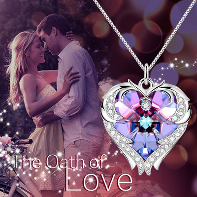 Austrian crystal Crystal Silver Heart Pendant Kalung 925 Infinity Double Heart Necklace