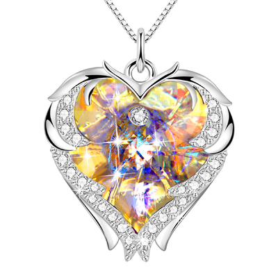 18 Inch 8.2 Hadiah Untuk Ibu Dari Putri Besar Hati Kalung Dengan Austrian crystal Kuning Kristal Kalung Untuk Pacar