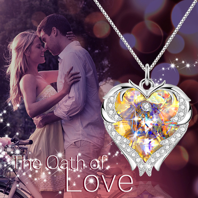 18 Inch 8.2 Hadiah Untuk Ibu Dari Putri Besar Hati Kalung Dengan Austrian crystal Kuning Kristal Kalung Untuk Pacar