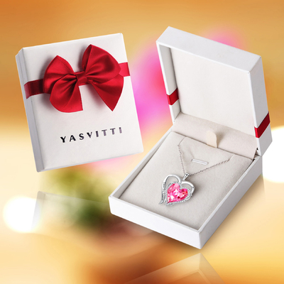 1.18x0.98in Double Heart Shape Pendant Perak Disepuh Dengan Kristal Austrian crystal
