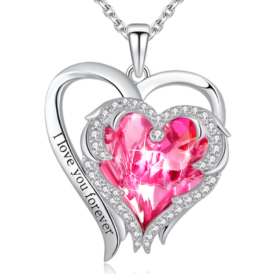 1.18x0.98in Double Heart Shape Pendant Perak Disepuh Dengan Kristal Austrian crystal
