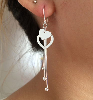 990 Sterling Silver Jewelry Earrings 7.1cm 0.19oz Long Rumbai Drop Earrings