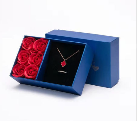 115*115*110 Mm 0.406Kg Bunga Mawar Hadiah Kotak Perhiasan Kemasan Kotak Perhiasan Kotak Kalung Anting-Anting Kotak Cincin Kotak