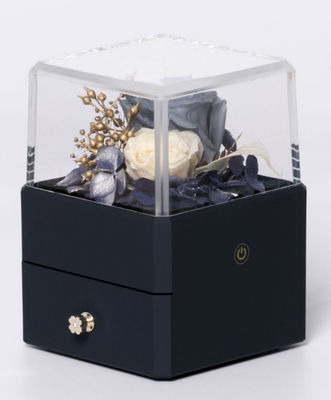 Kotak Cincin Perhiasan Bunga Resin Dengan Bunga Di Dalam 115X115X110mm