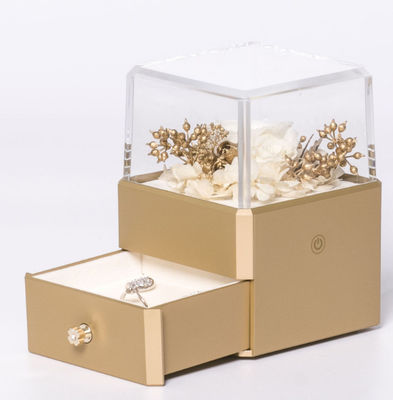 Kotak Cincin Perhiasan Bunga Resin Dengan Bunga Di Dalam 115X115X110mm